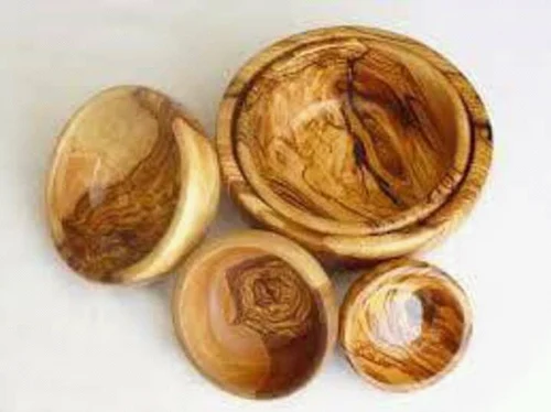 Wooden Salad Bowl With Enamel Printed