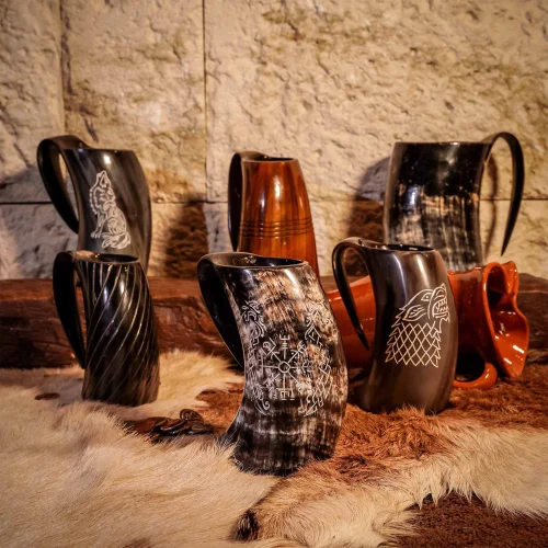 Different carving drinking Horn mug